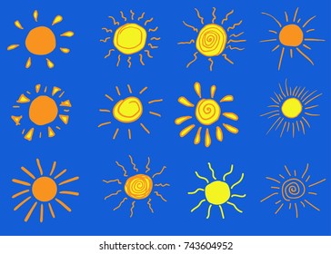Doodle vector suns.