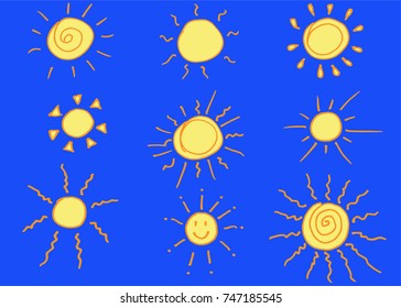 Doodle vector suns.