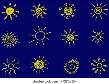 Doodle vector suns.