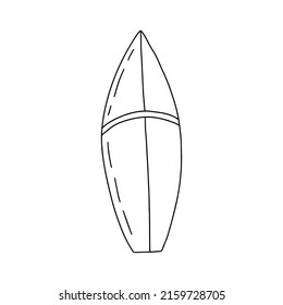 Doodle vector surfboard illustration. Hand drawn sea surfboard isolated