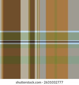 Doodle vetor tartan têxtil, esteira verificar textura xadrez. Dimensione o padrão de tecido sem emenda de fundo na paleta de cores pastel e laranja.