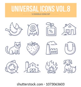 Doodle vector universal generic icons for website and printing materials