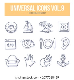 Doodle vector universal generic icons for website and printing materials