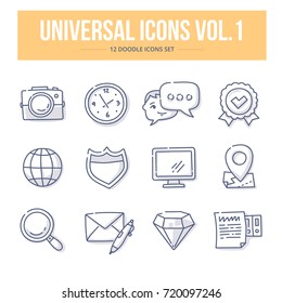 Doodle Vector Universal Generic Icons For Website And Printing Materials. Vol. 1