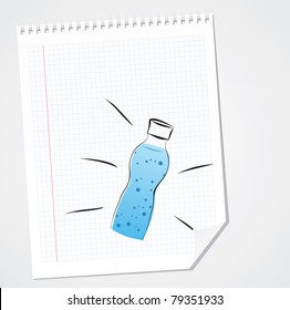 Doodle Vector Water Bottle on Paper
