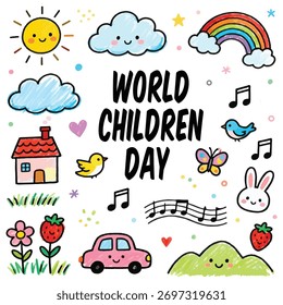 Vector Doodle del Día Mundial del Niño