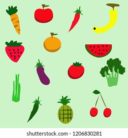 doodle Veggies and fruits simple style