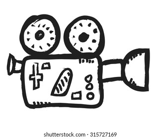 doodle video camera, vector illustration
