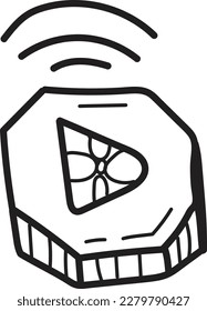 doodle video stream icon outline vector