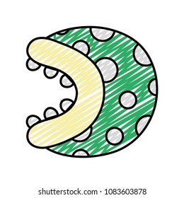 doodle videogame flower plan head with mouth teeth