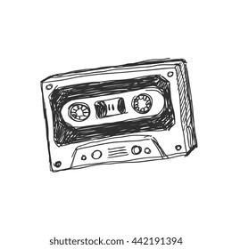 doodle vintage audio tape cassette.