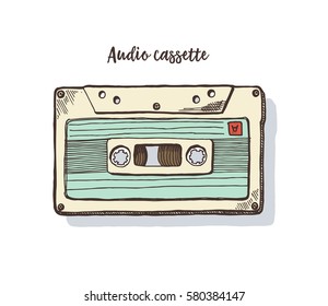 cassette de cinta de audio vintage doodle.