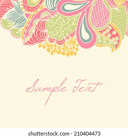 Doodle vintage background with place for text. Vector illustration. Template for invitation card