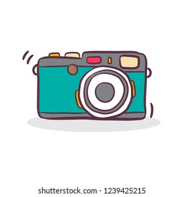 doodle vintage camera, retro vector