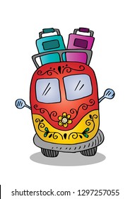 Doodle vintage car mini van