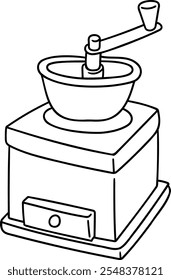 A doodle of a vintage coffee grinder, great for coffee-related themes, cafes, and brewing equipment concepts.