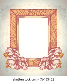 doodle vintage engraving vector frame with flowers