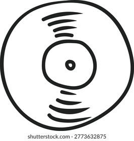 A doodle of a vinyl disc, representing high-fidelity analog music and DJ culture.