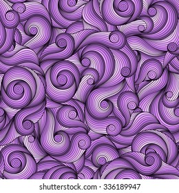 Doodle violet and pink  seamless background. Hand drawing doodle. Doodling pattern.