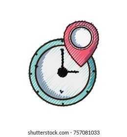 doodle wall clock design with location symbol