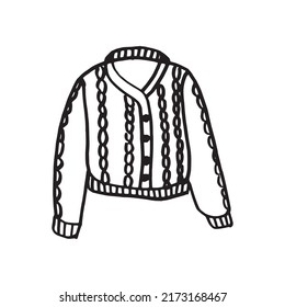 Doodle warm knitted sweater. Vector illustration