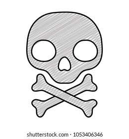 doodle warning skull and bones danger sign