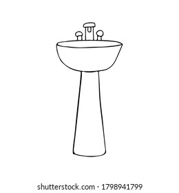 Doodle-Waschbecken-Abbildung in Vektorgrafik. Handgezeichnete Waschbeckengrafik in Vektorgrafik. Symbol des Waschbeckens der Doodle. 
