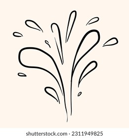 doodle water burst splash illustration hand drawing style vector