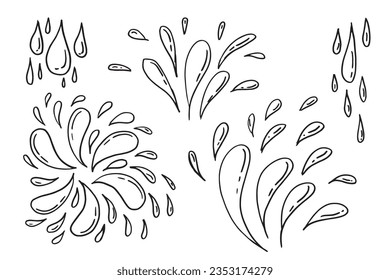 doodle water burst splash illustration hand drawing style vector