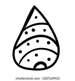 Doodle water drop. Black line art icon on white background.