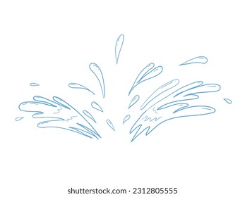 Doodle water splash in handdrawn style on white background