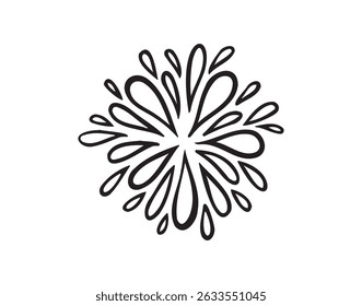 Doodle salpicos de água em estilo vintage. Ilustração de ketch de vetor de falta desenhada à mão. Sol, estrela, faísca, explosão solar definida. Explosão de brilho de linha. Faísca retrô. Ilustração vetorial