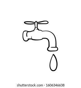 doodle water tap icon vector illustration logo template hand drawn style