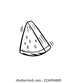 Doodle watermelon illustration. Hand drawn summer icon