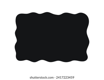 Doodle wave curve edge frame. Hand drawn wavy square border. Doodle brush drawn rectangle shape frame. Vector illustration isolated on white background.