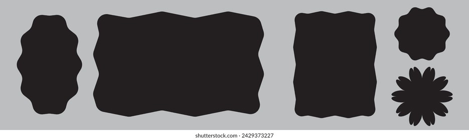 Kantenrahmen für Doodle-Wellen-Kurven. Von Hand gezeichnete wellenförmige Rechteckrahmen. Doodle Pinsel gezeichnete quadratische und kreisförmige Rahmen. Vektor-Illustration isoliert auf weißem Hintergrund.