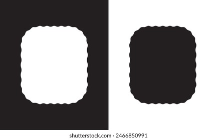 Doodle wave curve edge frame. Hand drawn wavy rectangle borders. Doodle brush drawn square and circle shape frame. isolated on white background.  Vector illustration . EPS 10
