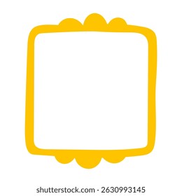 Doodle wave curve edge frame. Hand drawn wavy rectangle border. Doodle brush drawn square and circle picture frame. Vector illustration isolated on white background.