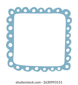 Doodle wave curve edge frame. Hand drawn wavy rectangle border. Doodle brush drawn square and circle picture frame. Vector illustration isolated on white background.