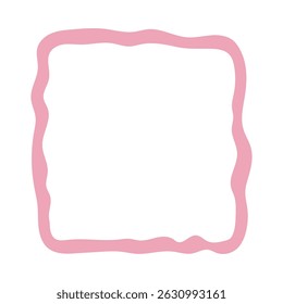 Doodle wave curve edge frame. Hand drawn wavy rectangle border. Doodle brush drawn square and circle picture frame. Vector illustration isolated on white background.