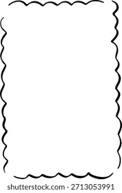 Doodle wave curve edge frame. Hand drawn wavy rectangle border