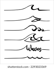 Doodle waves drawn and one line