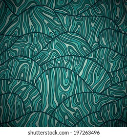 doodle waves pattern . Seamless vector doodle pattern with waves