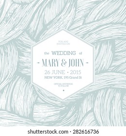 Doodle waves wedding invitation template. Vector illustration