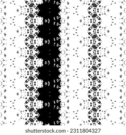 Doodle Wavy Dunkel Print. Schwarze Farbtinte Schriftzeichen Textur. Native Art Doodle Vektor. Black Color Ethnic Hand Batik. Einfaches mexikanisches Muster. Ethnische Striptink-Muster. Nahtloser Dunkler Stammvektor