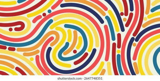 Doodle wavy free line geometry banner poster vector illustration.