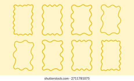 Doodle wellige quadratische Rahmen mit verspielten Kurven und Retro-Flow, ideal für Einladungen, Kunstdrucke, Planer und dekorative Vorlagen