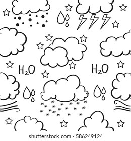 Doodle of weather with cloud rain wind