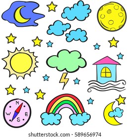 Doodle of weather design set