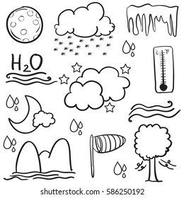 Doodle of weather element set